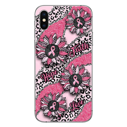 Faith Hope Love Wavy Pink Ribbon Leopard Sunflower Breast Cancer Awareness Phone Case
