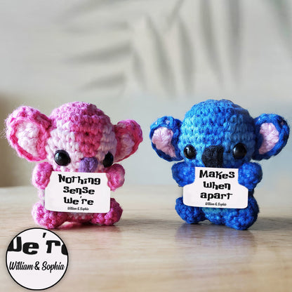 Nothing Makes Sense When We're Apart Ohana Couple - Personalized Ohana Hand Knitted Figurine