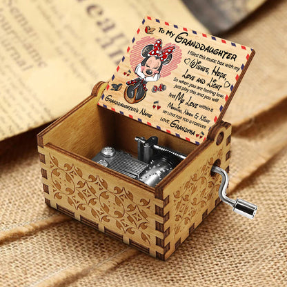 To My Granddaughter - Personalized Mother's Day Mouse Hand Crank Music Box