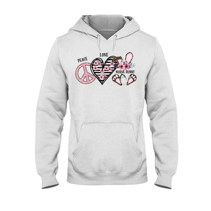Peace Love Nurse Bunny - Personalized T-shirt and Hoodie