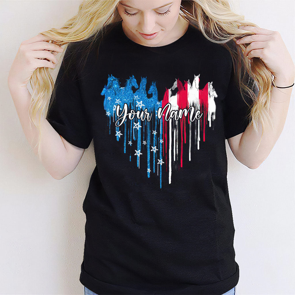 Love Horses Free Spirit - Personalized Independence Day T-shirt and Hoodie