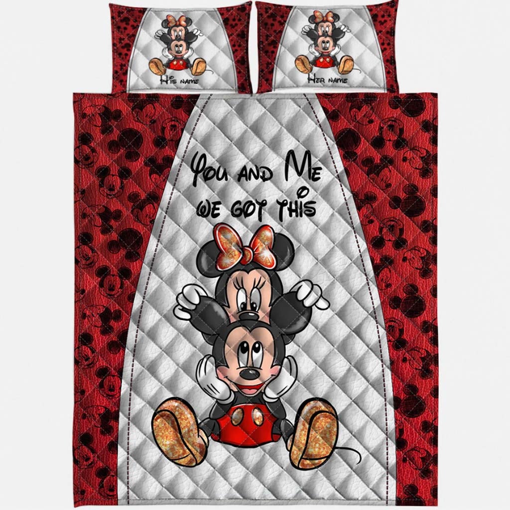 You & Me - Personalized Mouse Quilt Set With 3D Pattern Print