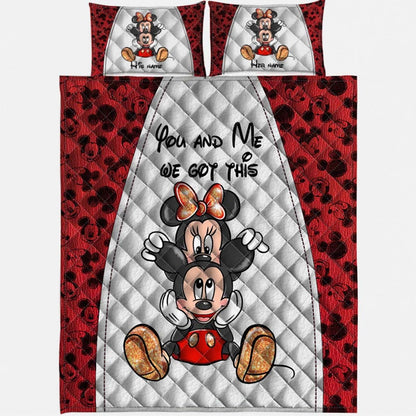 You & Me - Personalized Mouse Quilt Set With 3D Pattern Print