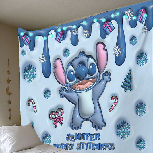 Merry Stitchmas - Personalized Ohana Wall Tapestry