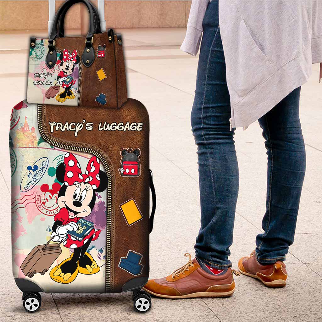 Travel Set - Personalized Mouse Leather Handbag & Luggage Cover