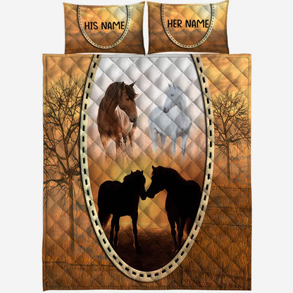 Horse Love - Personalized Couple Quilt Set