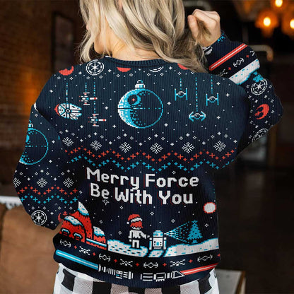 Merry Force Be With You - Personalized Christmas The Force Sweater