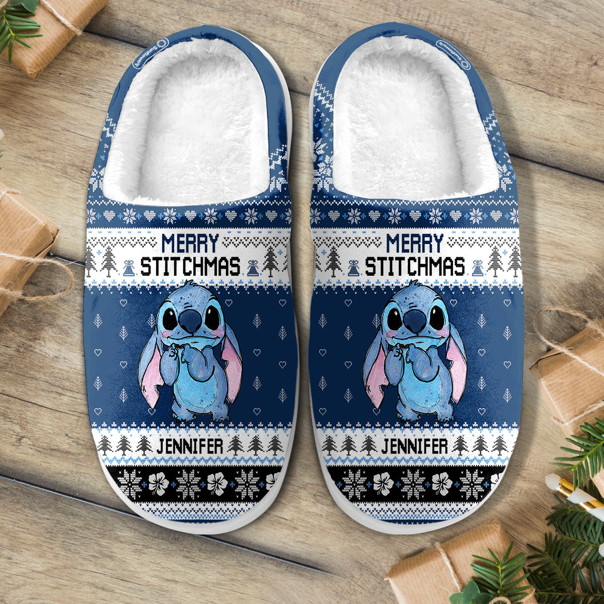 Ohana Merry Stitchmas - Personalized Ohana Slippers