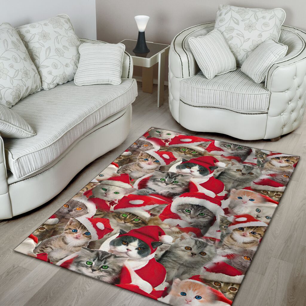 Meowy Christmas Cat Rug 0622