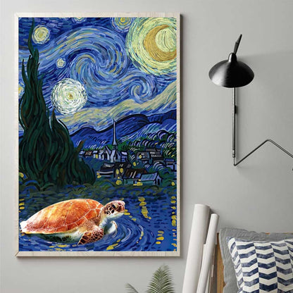 Turtles Starry Night - Turtle Canvas And Poster