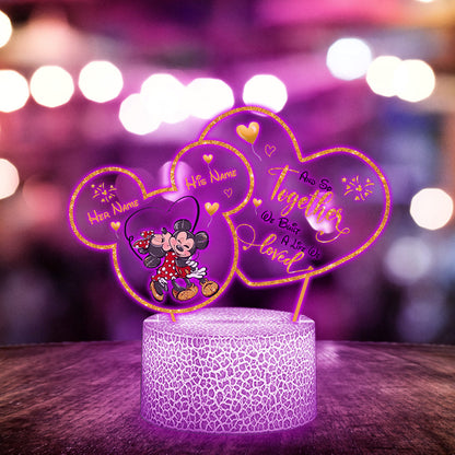 And So Together We Built A Life We Loved - Personalized Couple Mouse Shaped Plaque Light Base