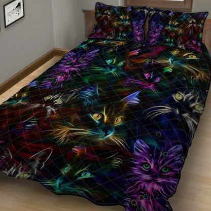 Cat Neon Cat  Quilt Set 0622