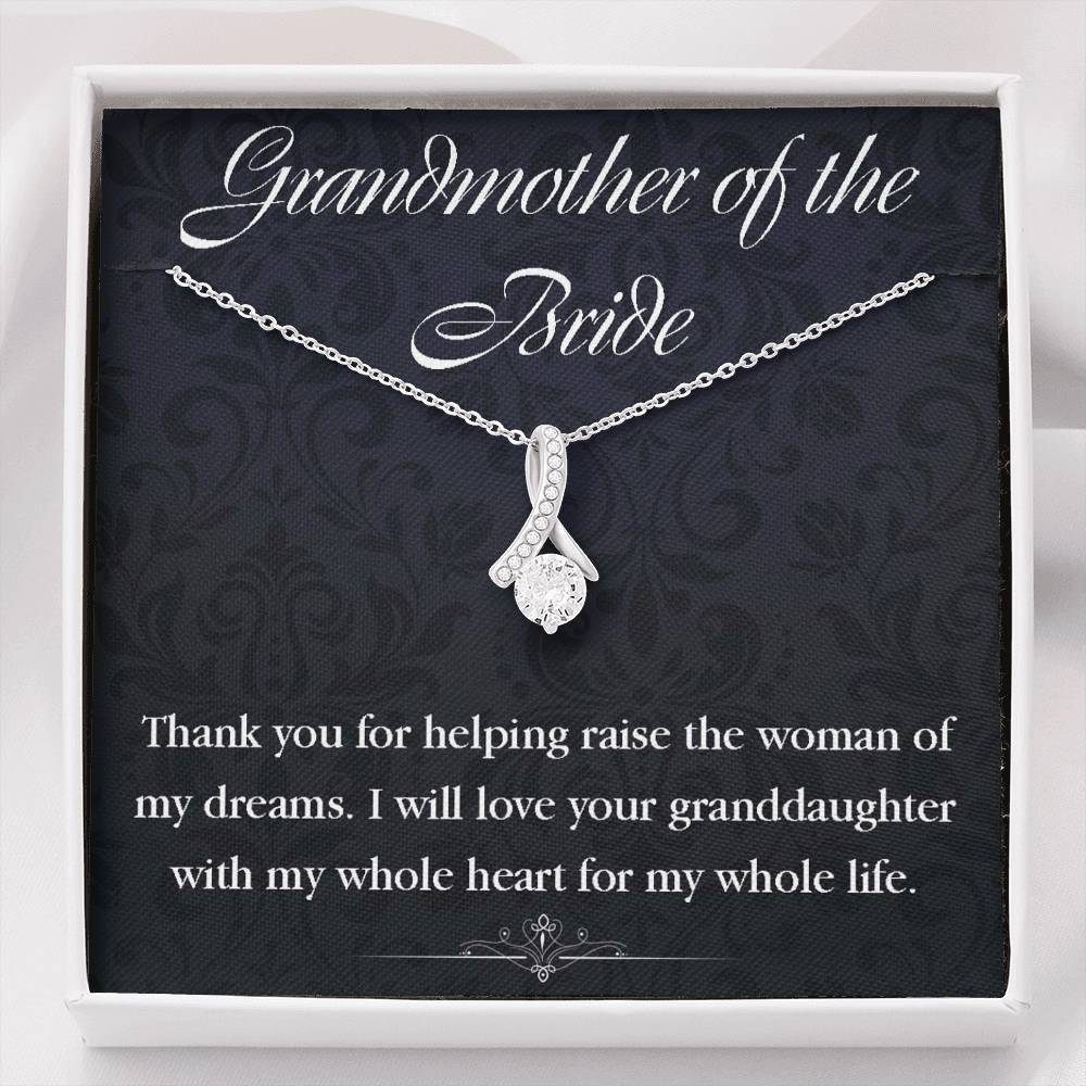 Grandmother Of The Bride Gift For Grandma Wedding Gift Wedding Gift - Grandma Petite Ribbon Necklace 0921