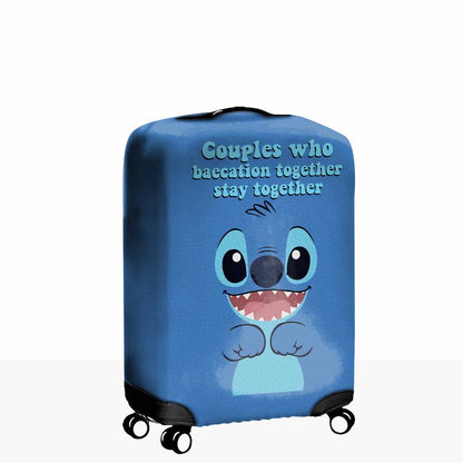 Baecation Ohana - Personalized Couple Travelling Luggage Cover With  Leather Pattern Print
