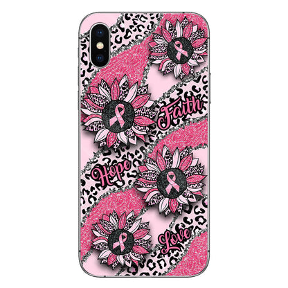 Faith Hope Love Wavy Pink Ribbon Leopard Sunflower Breast Cancer Awareness Phone Case