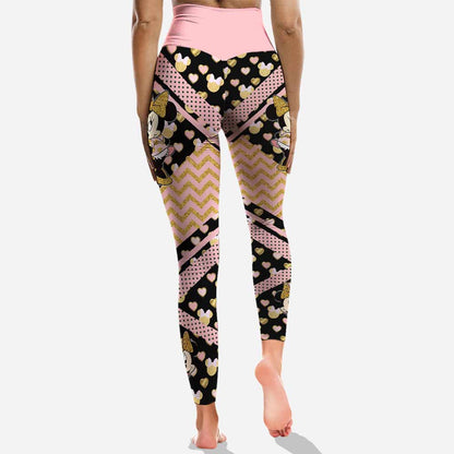 Gold Pink Mouse Ears - Personalized Hoodie And Leggings