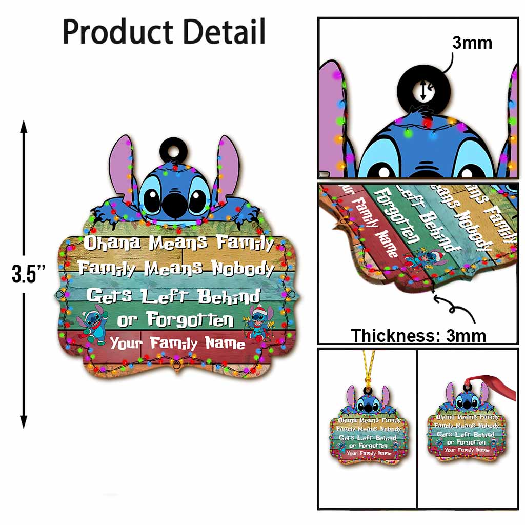 Ohana Means Family - Personalized Christmas Ornament (Printed On Both Sides)