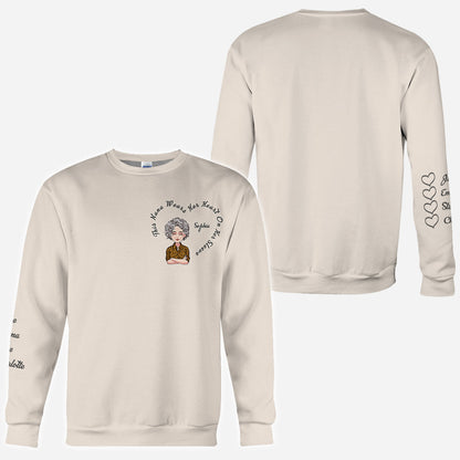 This Nana Wears Her Heart - Personalized Mother's Day Grandma All Over Hoodie