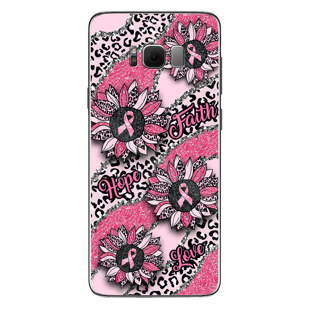 Faith Hope Love Wavy Pink Ribbon Leopard Sunflower Breast Cancer Awareness Phone Case