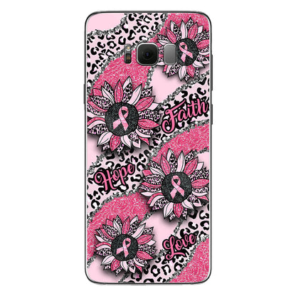 Faith Hope Love Wavy Pink Ribbon Leopard Sunflower Breast Cancer Awareness Phone Case