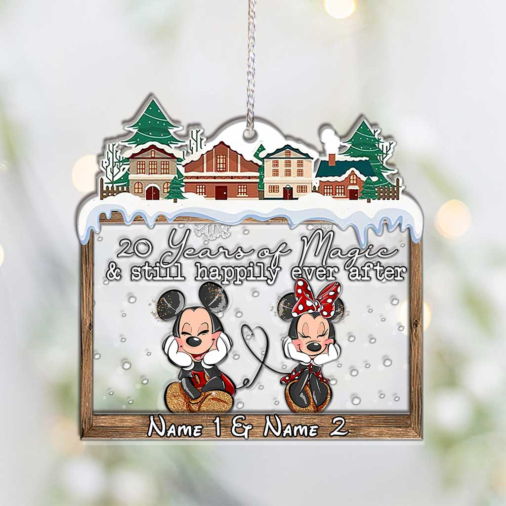 Mouse Ears Couple - Personalized Christmas Mouse Layers Mix Ornament