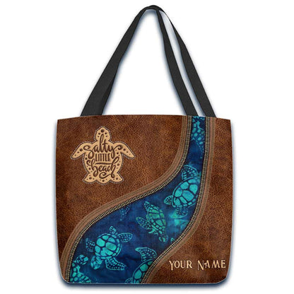 Blue Sea Turtle - Personalized Turtle Tote Bag