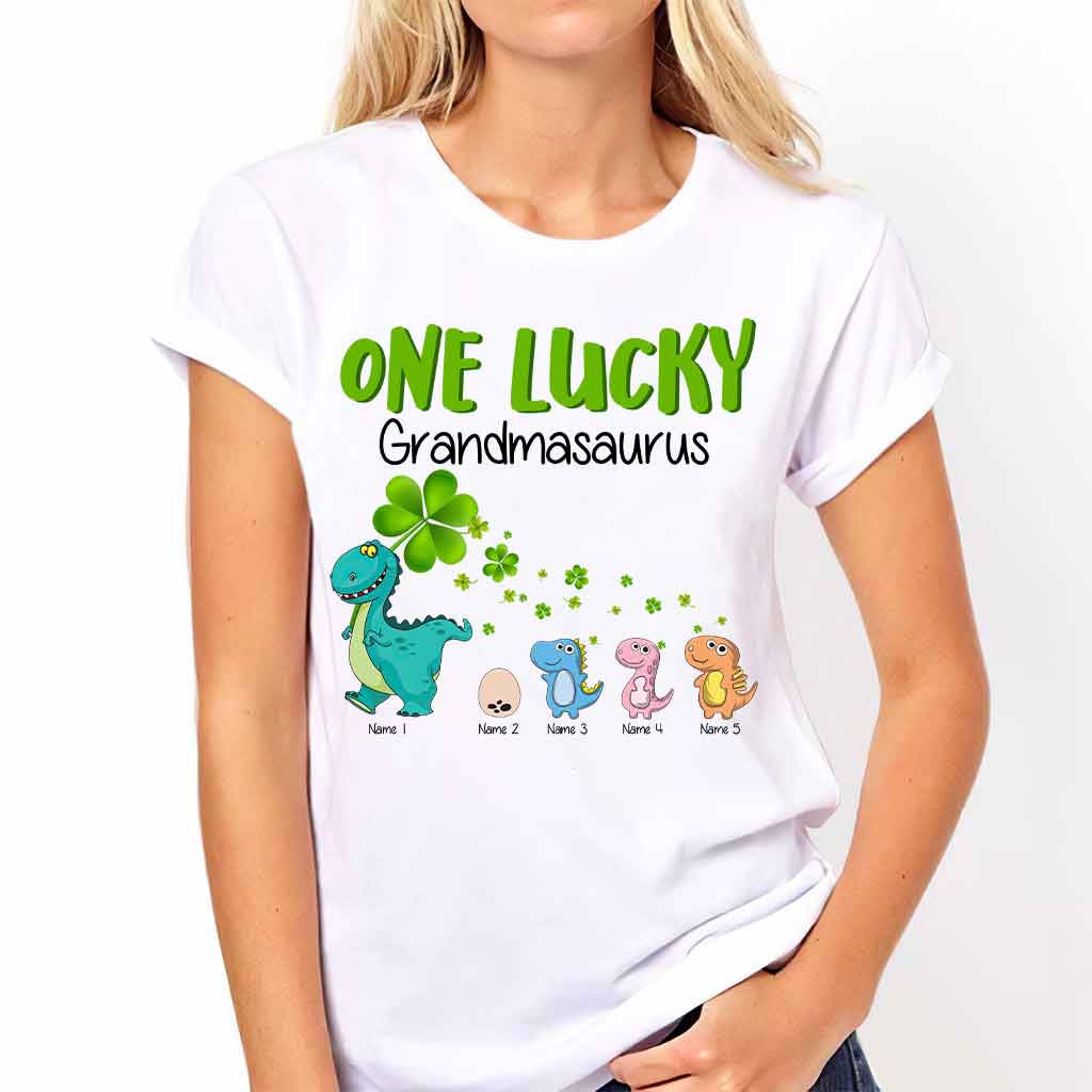 One Lucky Grandmasaurus Irish Grandma - Personalized Patrick's Day T-shirt and Hoodie