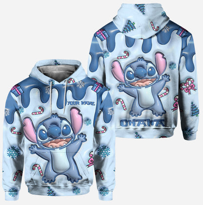 Ohana Blue Inflated - Personalized Ohana Hoodie and Leggings