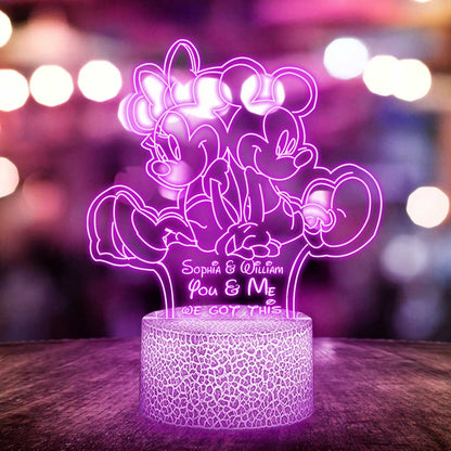 Annoying Each Other - Personalized Couple Mouse Shaped Plaque Light Base