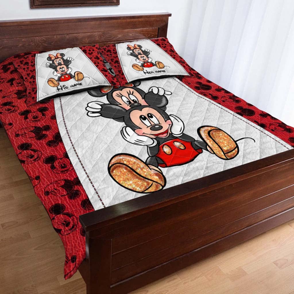 You & Me - Personalized Mouse Quilt Set With 3D Pattern Print