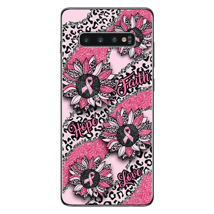 Faith Hope Love Wavy Pink Ribbon Leopard Sunflower Breast Cancer Awareness Phone Case