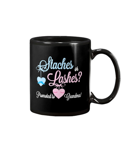 Gender Reveal Staches Or Lashes Promoted Grandma - Grandma Mug 0921