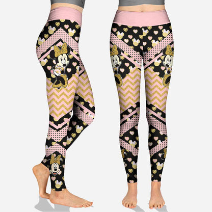 Gold Pink Mouse Ears - Personalized Hoodie And Leggings