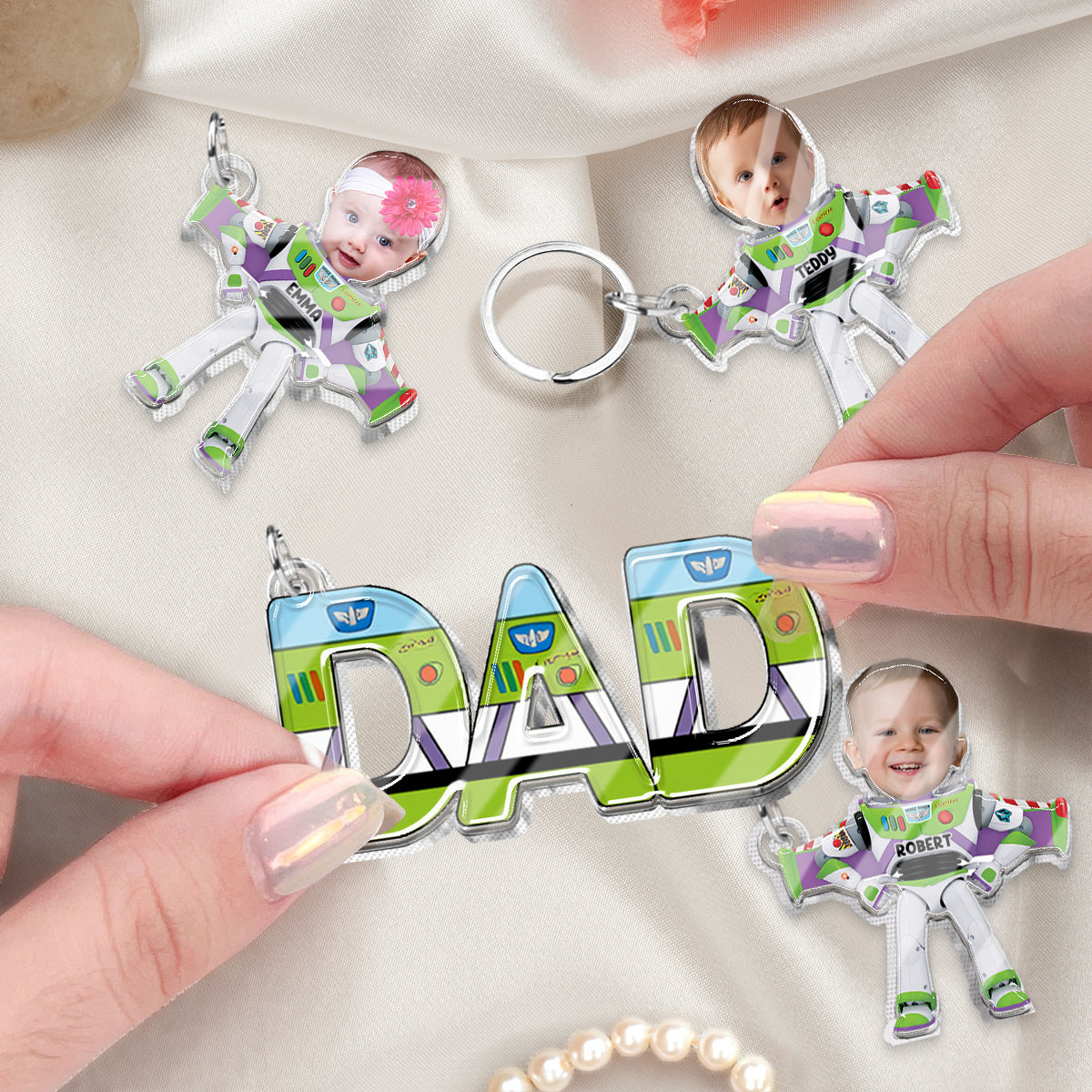 Best Dad Ever - Personalized Father Keychain with Charms