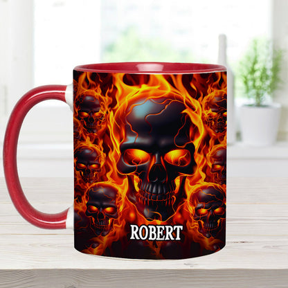 Melted Skull On Fire - Personalized Skull Accent Mug