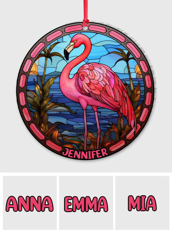 Love Flamingos - Personalized Flamingo Transparent Ornament