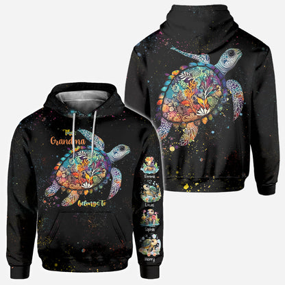 This Grandma Mom Belongs To - Personalized Turtle All Over Shirt