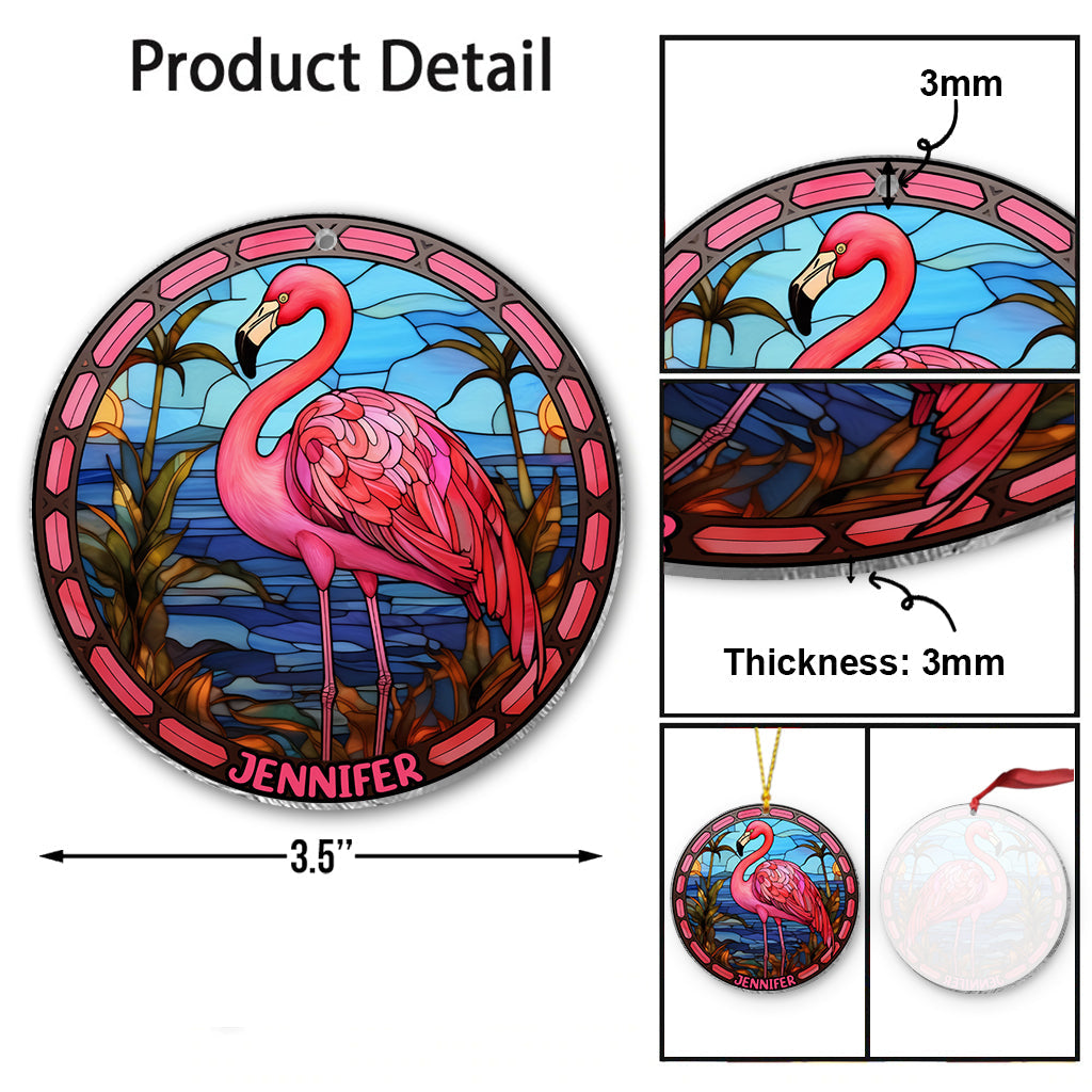 Love Flamingos - Personalized Flamingo Transparent Ornament