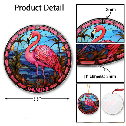 Love Flamingos - Personalized Flamingo Transparent Ornament