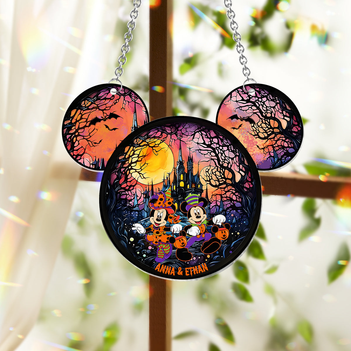 Halloween Mouse Couple - Personalized Mouse Window Hanging Suncatcher Ornament