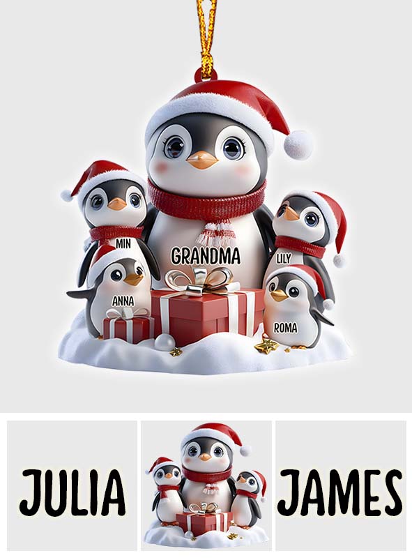 Any Title Cute Penguin Ornament - Personalized Grandma Ornament