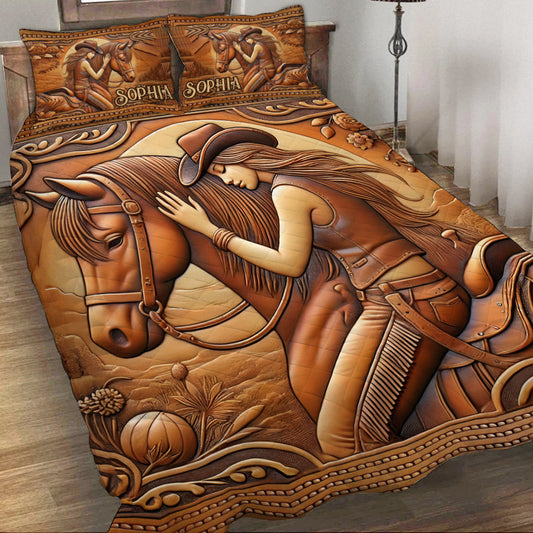 A Girl And Her Horse - Personalized Horse Quilt Set