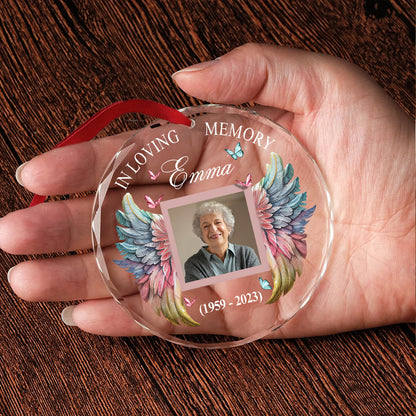 Forever In My Heart - Personalized Memorial Round Shaped Glass Ornament