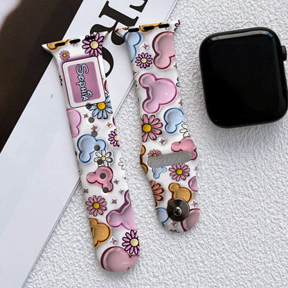 Beautiful Mouse Floral Style - Personalized Mouse Apple Watch Band