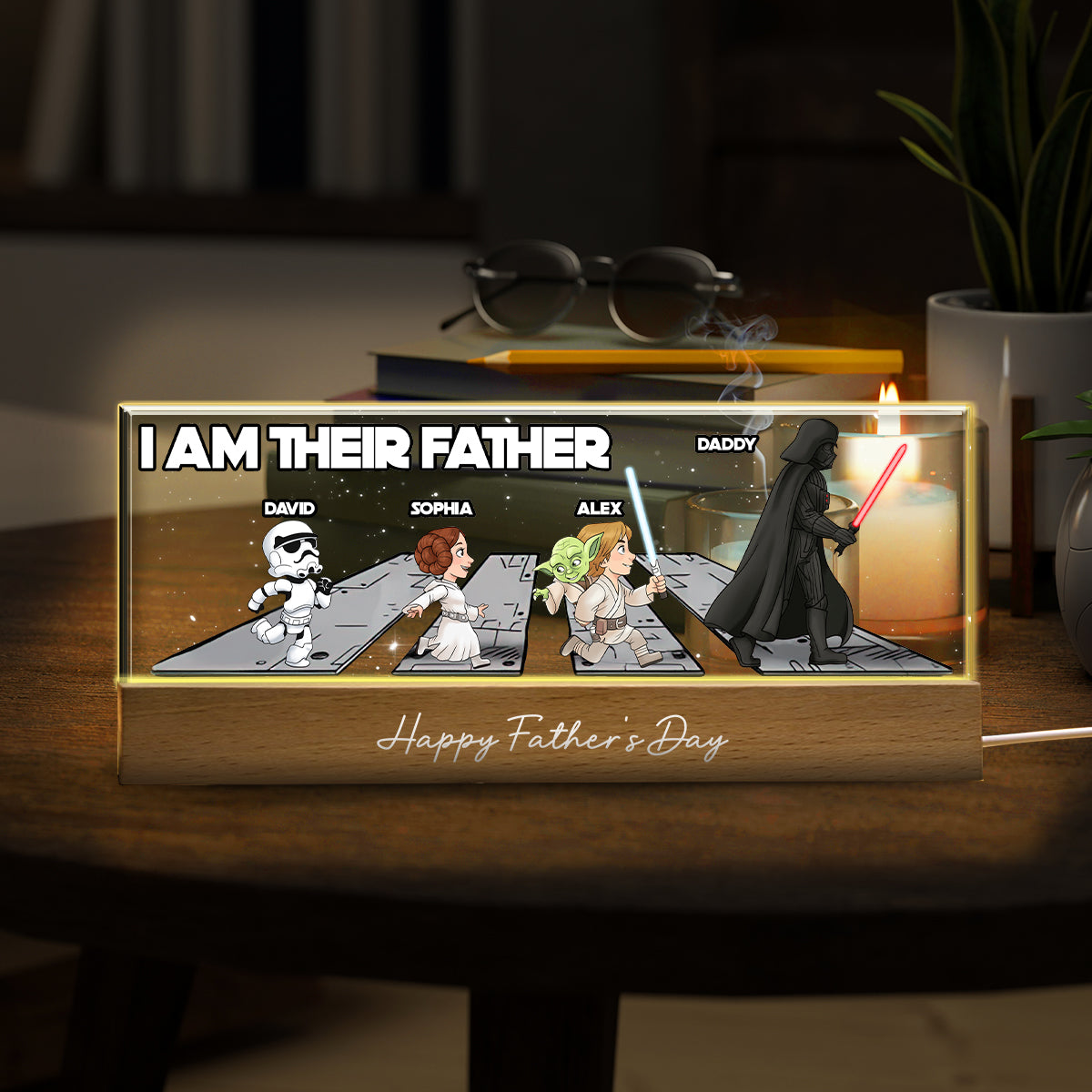 Best Daddy In The Galaxy - Personalized The Force Custom LED Night Light