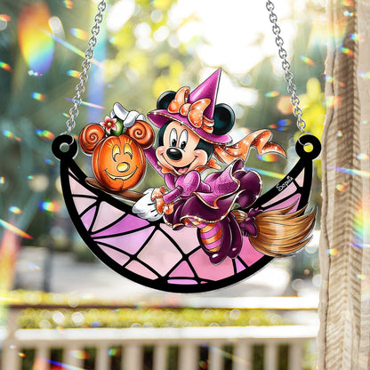 Witch On The Moon - Personalized Mouse Window Hanging Suncatcher Ornament