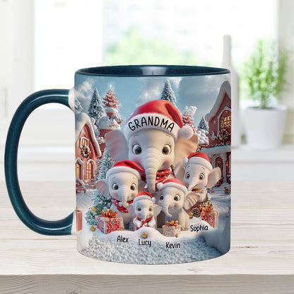 Any Title Cute Elephant - Personalized Grandma Accent Mug