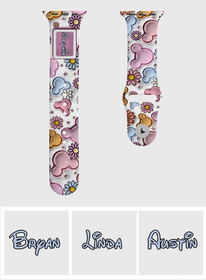 Beautiful Mouse Floral Style - Personalized Mouse Apple Watch Band