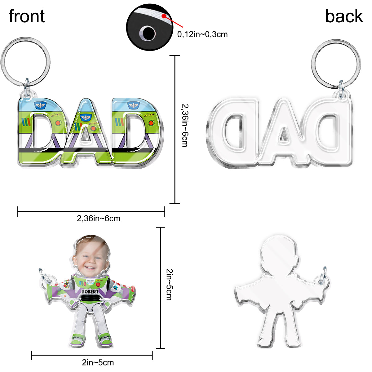 Best Dad Ever - Personalized Father Keychain with Charms