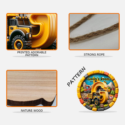 Construction Vehicles Letter - Personalized Kid Custom Shaped Wood Sign